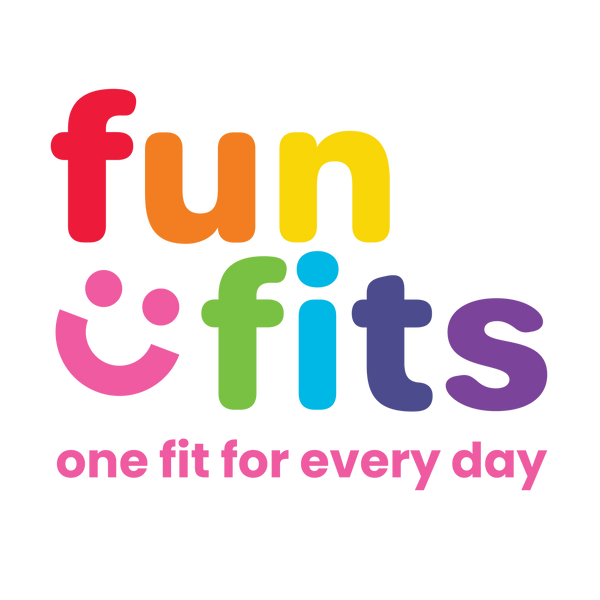 Colorful 'fun fits' logo with a smiley face on a white background