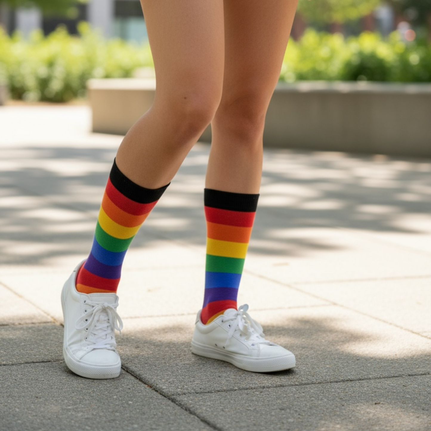 Bamboo Plain Loose Top Socks [Rainbow Stripe]